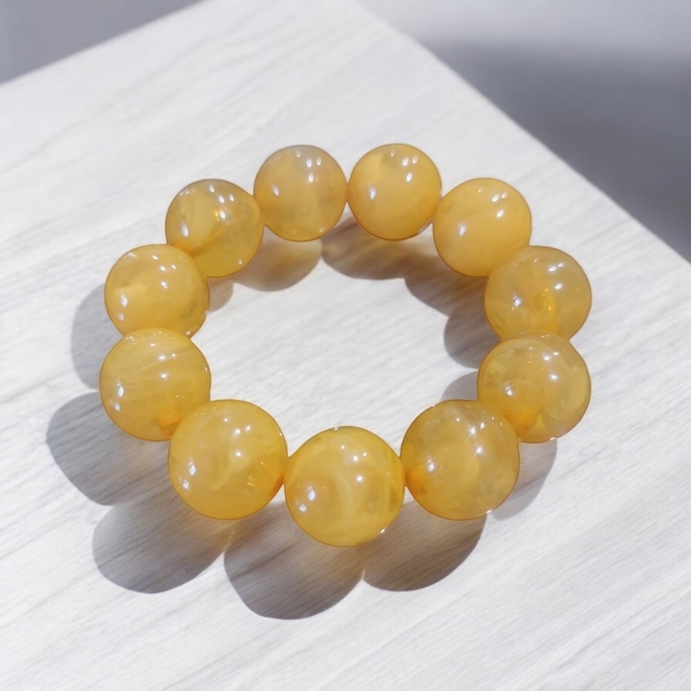 Orange Yellow large bead bracelet